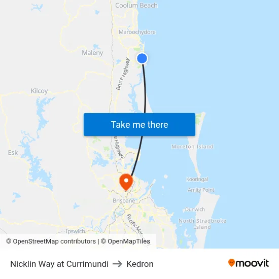 Nicklin Way at Currimundi to Kedron map