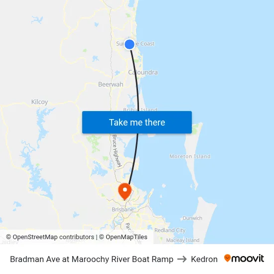 Bradman Ave at Maroochy River Boat Ramp to Kedron map