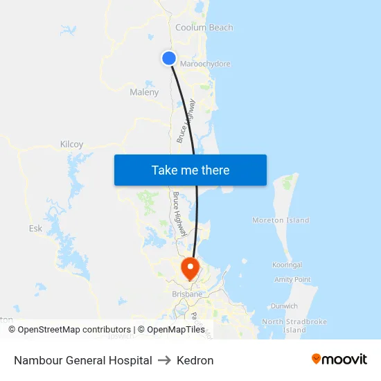 Nambour General Hospital to Kedron map