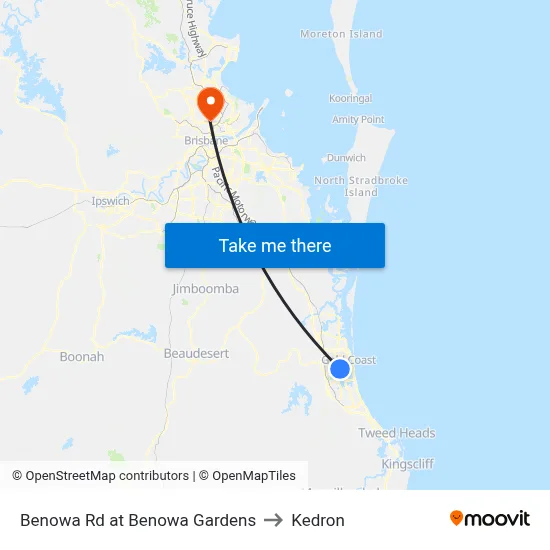Benowa Rd at Benowa Gardens to Kedron map