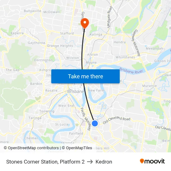 Stones Corner Station, Platform 2 to Kedron map
