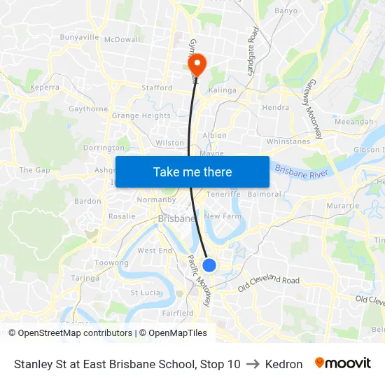 Stanley St at East Brisbane School, Stop 10 to Kedron map