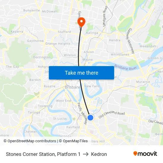Stones Corner Station, Platform 1 to Kedron map