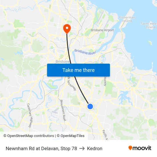 Newnham Rd at Delavan, Stop 78 to Kedron map