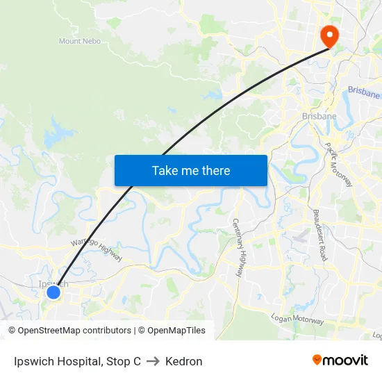 Ipswich Hospital, Stop C to Kedron map