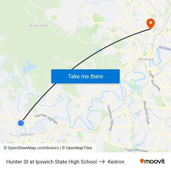 Hunter St at Ipswich State High School to Kedron map