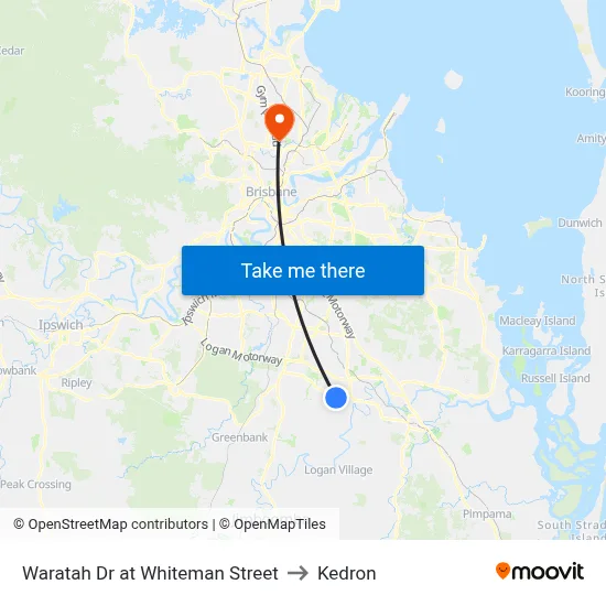 Waratah Dr at Whiteman Street to Kedron map