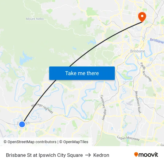 Brisbane St at Ipswich City Square to Kedron map