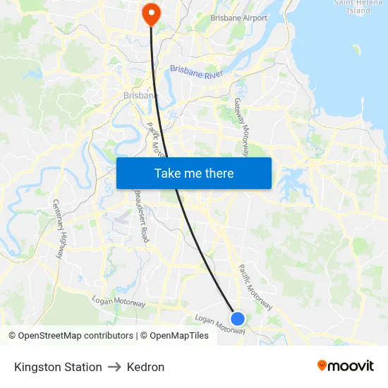 Kingston Station to Kedron map