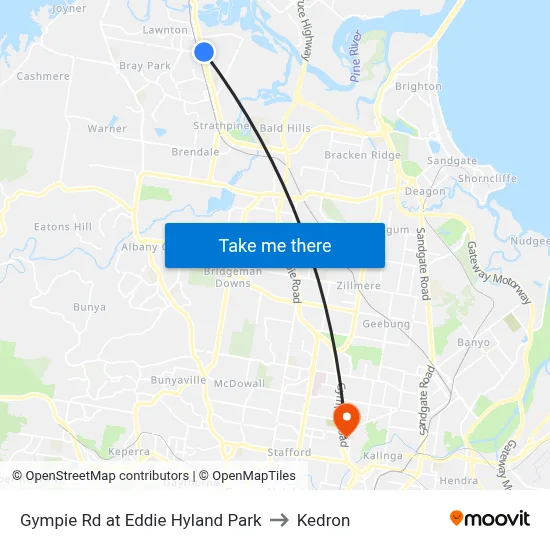 Gympie Rd at Eddie Hyland Park to Kedron map