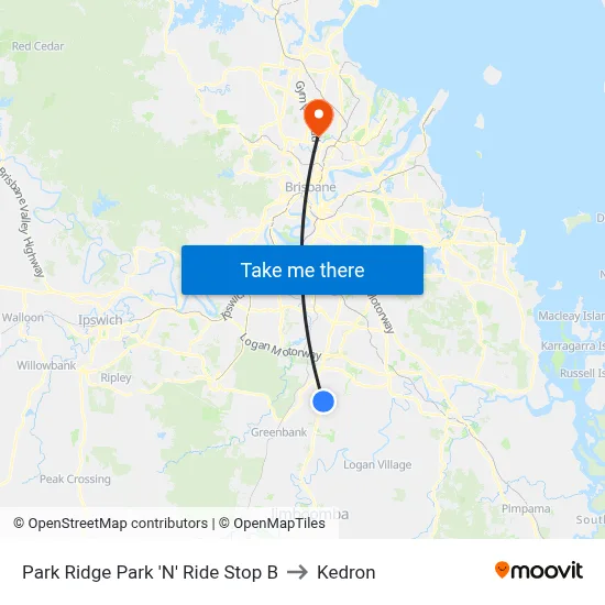 Park Ridge Park 'N' Ride Stop B to Kedron map