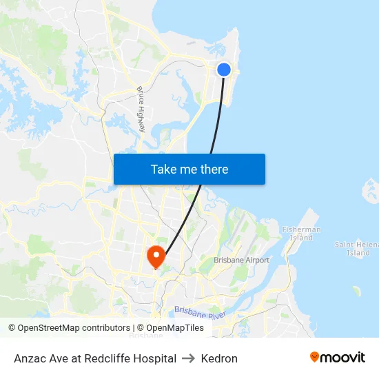 Anzac Ave at Redcliffe Hospital to Kedron map
