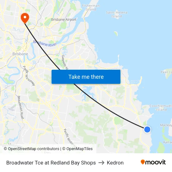 Broadwater Tce at Redland Bay Shops to Kedron map