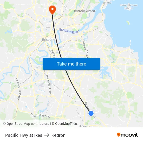 Pacific Hwy at Ikea to Kedron map