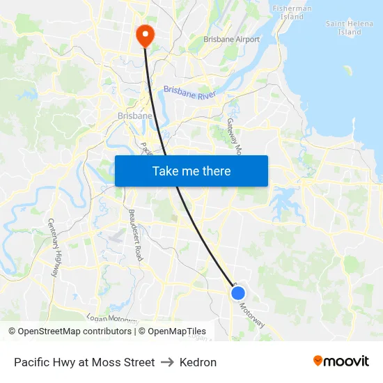 Pacific Hwy at Moss Street to Kedron map