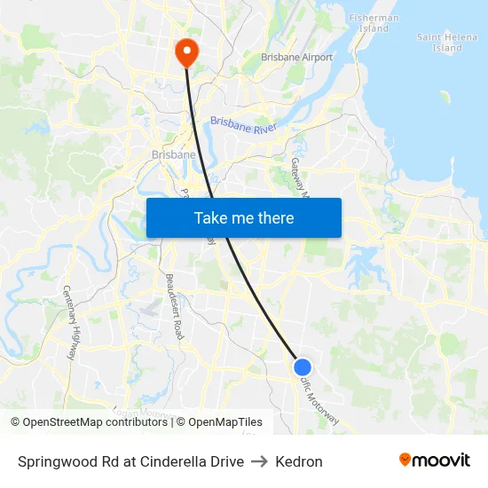 Springwood Rd at Cinderella Drive to Kedron map