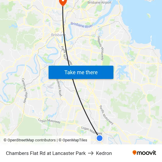 Chambers Flat Rd at Lancaster Park to Kedron map