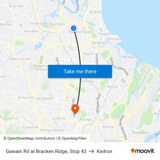 Gawain Rd at Bracken Ridge, Stop 43 to Kedron map
