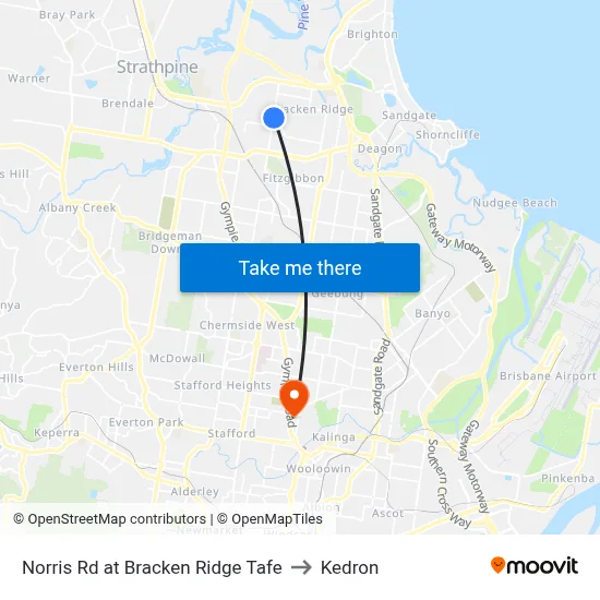 Norris Rd at Bracken Ridge Tafe to Kedron map