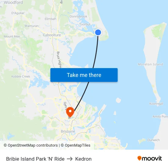 Bribie Island Park 'N' Ride to Kedron map