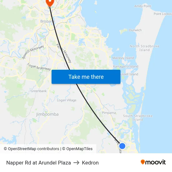 Napper Rd at Arundel Plaza to Kedron map