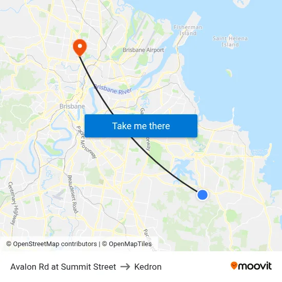 Avalon Rd at Summit Street to Kedron map