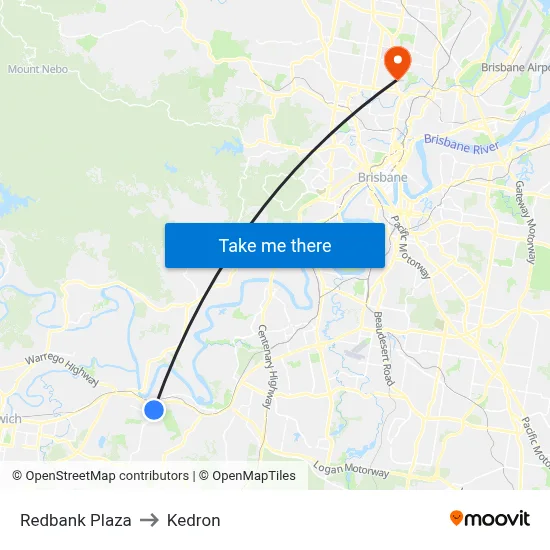 Redbank Plaza to Kedron map