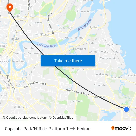 Capalaba Park 'N' Ride, Platform 1 to Kedron map