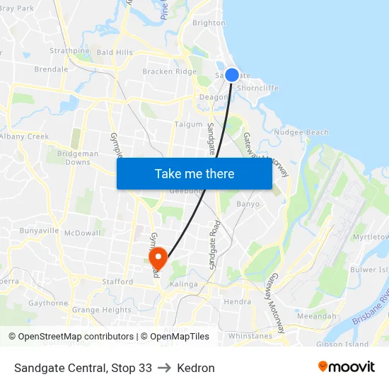 Sandgate Central, Stop 33 to Kedron map