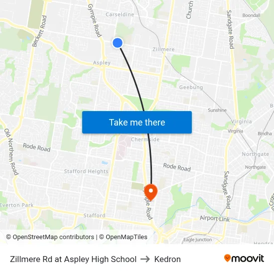Zillmere Rd at Aspley High School to Kedron map