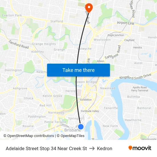 Adelaide Street Stop 34 Near Creek St to Kedron map