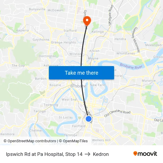 Ipswich Rd at Pa Hospital, Stop 14 to Kedron map