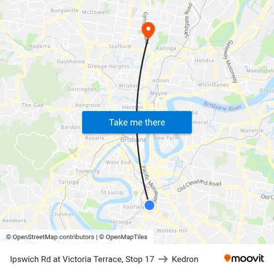 Ipswich Rd at Victoria Terrace, Stop 17 to Kedron map
