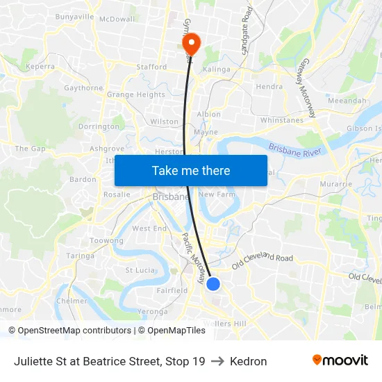 Juliette St at Beatrice Street, Stop 19 to Kedron map