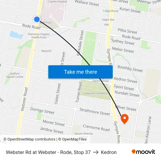 Webster Rd at Webster - Rode, Stop 37 to Kedron map