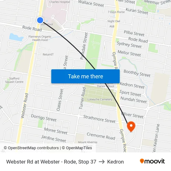 Webster Rd at Webster - Rode, Stop 37 to Kedron map