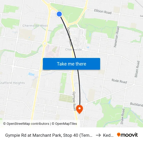 Gympie Rd at Marchant Park, Stop 40 (Temp Closure) to Kedron map