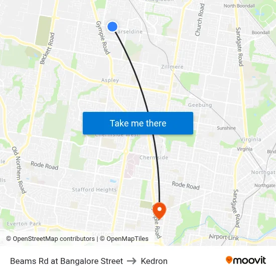 Beams Rd at Bangalore Street to Kedron map