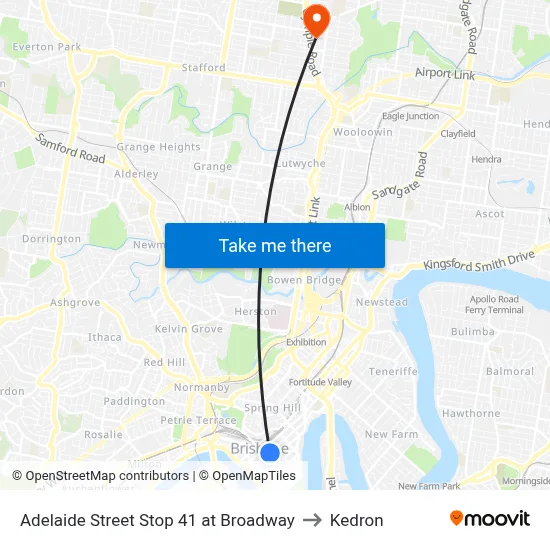 Adelaide Street Stop 41 at Broadway to Kedron map
