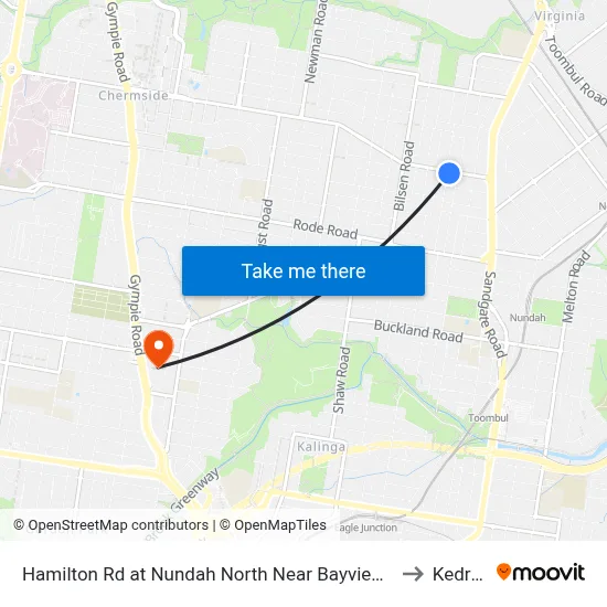 Hamilton Rd at Nundah North Near Bayview Tce to Kedron map