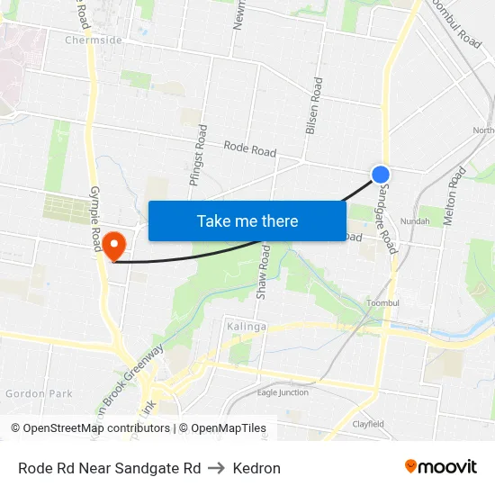 Rode Rd Near Sandgate Rd to Kedron map