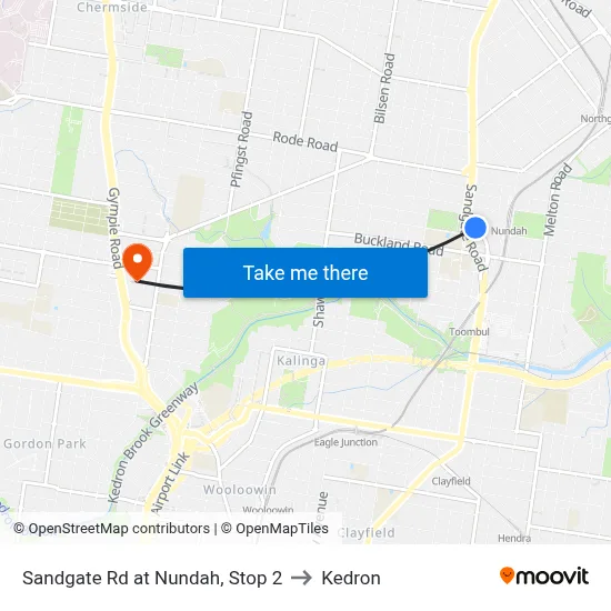 Sandgate Rd at Nundah, Stop 2 to Kedron map