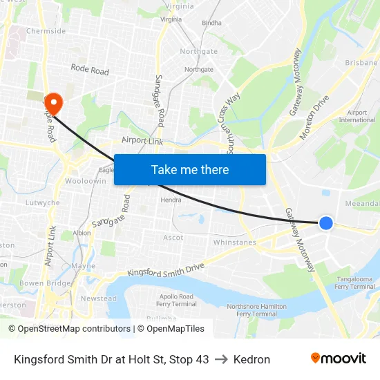 Kingsford Smith Dr at Holt St, Stop 43 to Kedron map