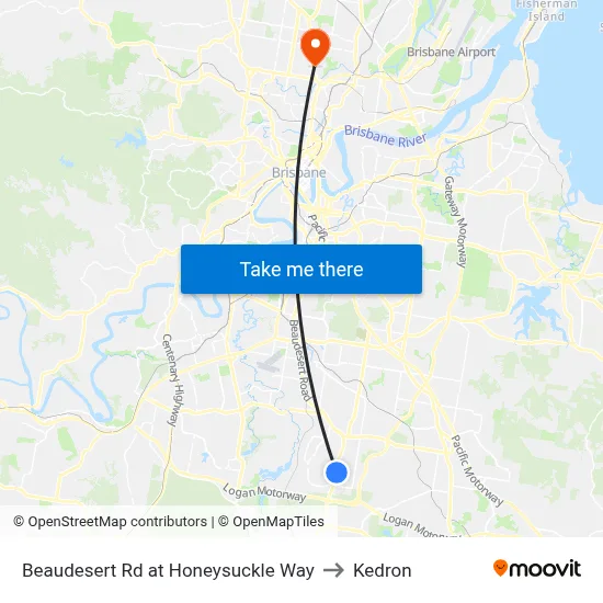 Beaudesert Rd at Honeysuckle Way to Kedron map