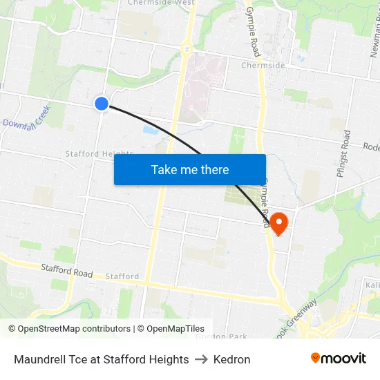 Maundrell Tce at Stafford Heights to Kedron map