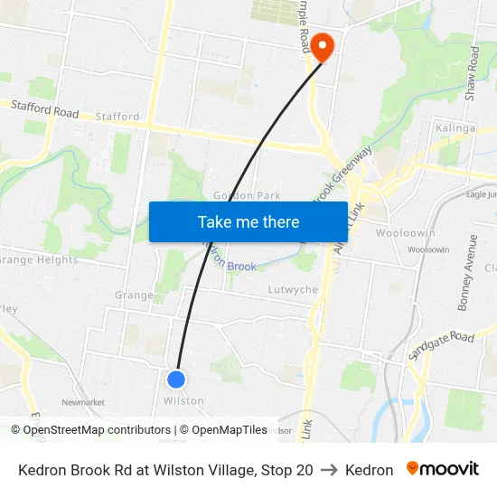 Kedron Brook Rd at Wilston Village, Stop 20 to Kedron map