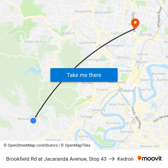 Brookfield Rd at Jacaranda Avenue, Stop 43 to Kedron map