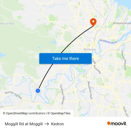 Moggill Rd at Moggill to Kedron map