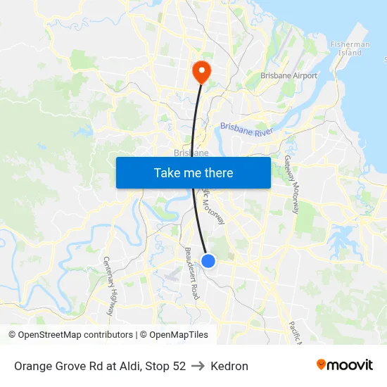 Orange Grove Rd at Aldi, Stop 52 to Kedron map
