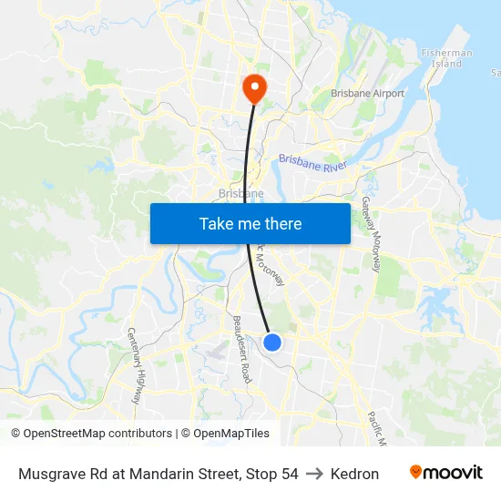 Musgrave Rd at Mandarin Street, Stop 54 to Kedron map